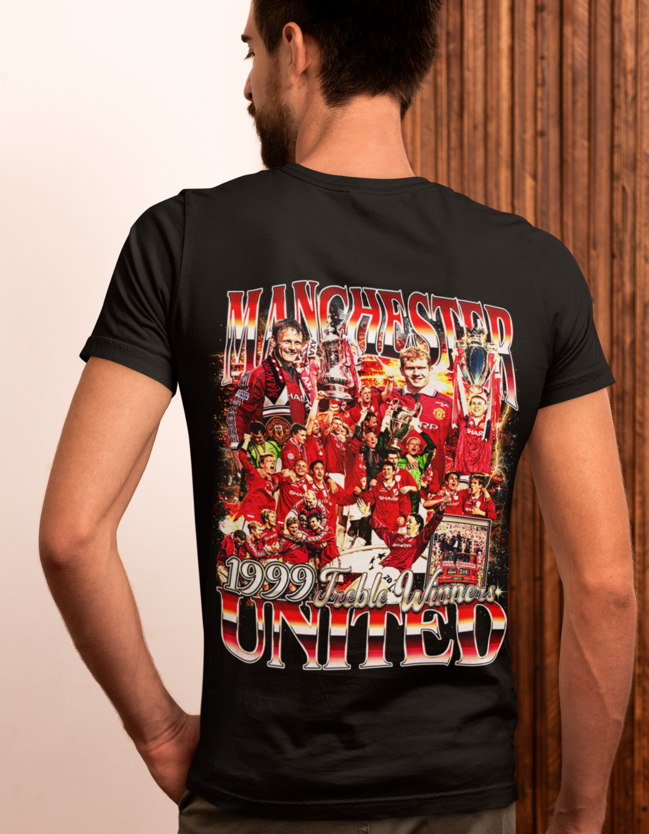 Manchester United T-Shirt | Red Devils T-Shirt | Manchester United Treble Winners T-Shirt | Premium Quality Fan Apparel | GOAT Football Fan Apparel | Made from 100% Cotton | Black T-Shirt